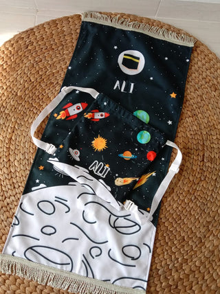 Rocket Boy with planets; sajadah and backpack - hadyaa.store