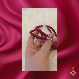 Red Floral Pendant 99 Beads Tasbih