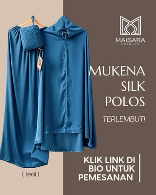 Exclusive Hand Bouquet Prayer Robe Silk Polos in Teal - hadyaa.store