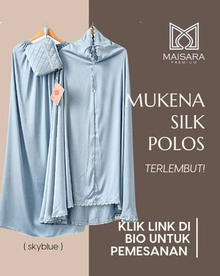 Exclusive Bouquet Prayer Robe Silk Polos in Skyblue - hadyaa.store