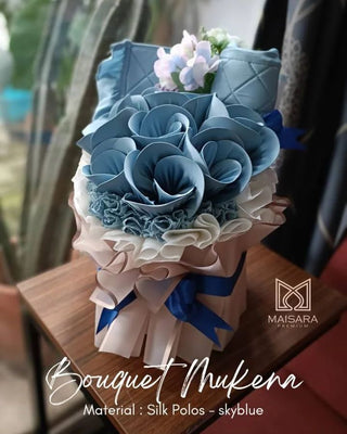 Exclusive Bouquet Prayer Robe Silk Polos in Skyblue - hadyaa.store