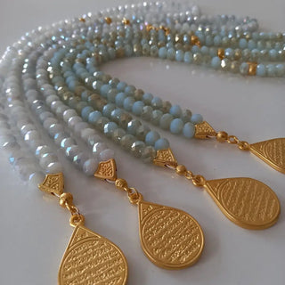 Ayatul Kursi 99 Beads Tasbih in White or Light Blue - hadyaa.store